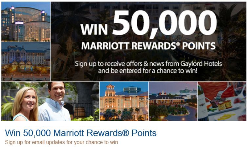 Marriott Points Gaylord Hotel Sweepstakes