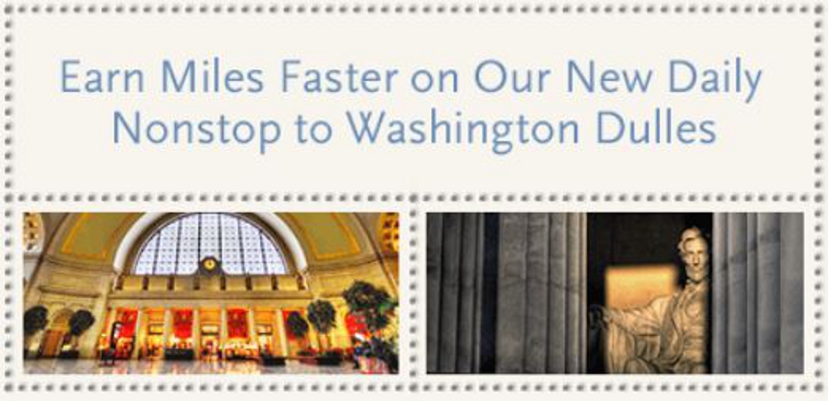 Double Award Miles to Dulles