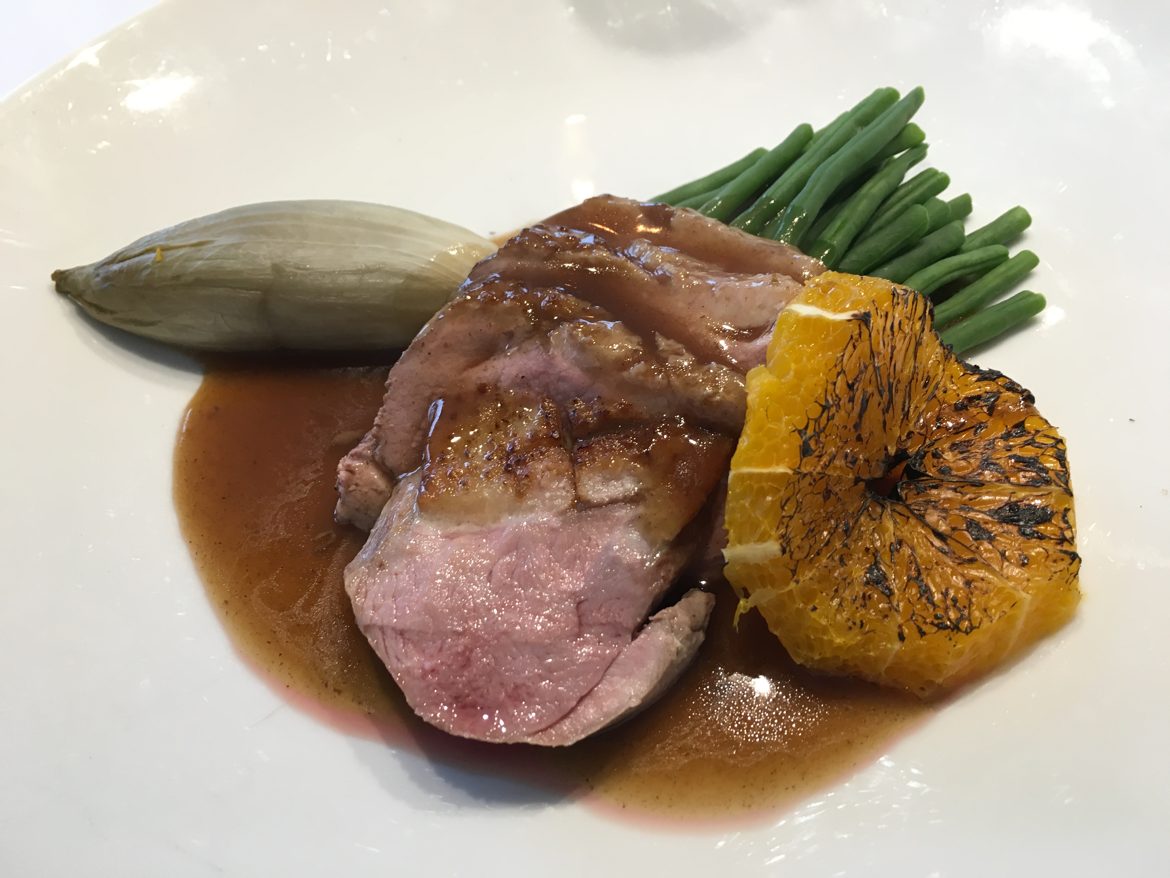 Roasted Duck Breast with Orange Braised Endive and Green Beans with Burnt Orange - European Waterways