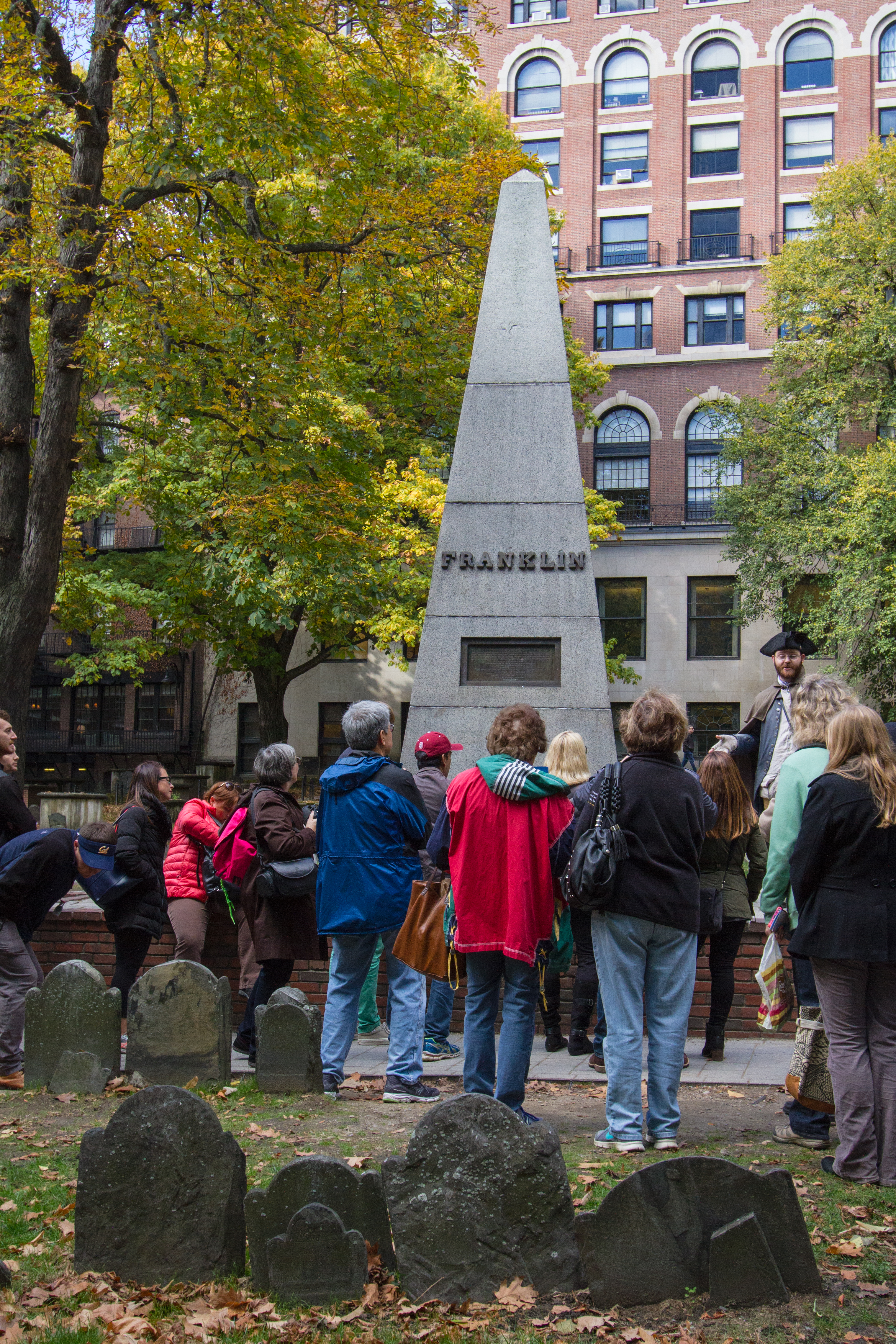 Benjamin Franklin cenograph in Granary Burying Ground Freedom Trail