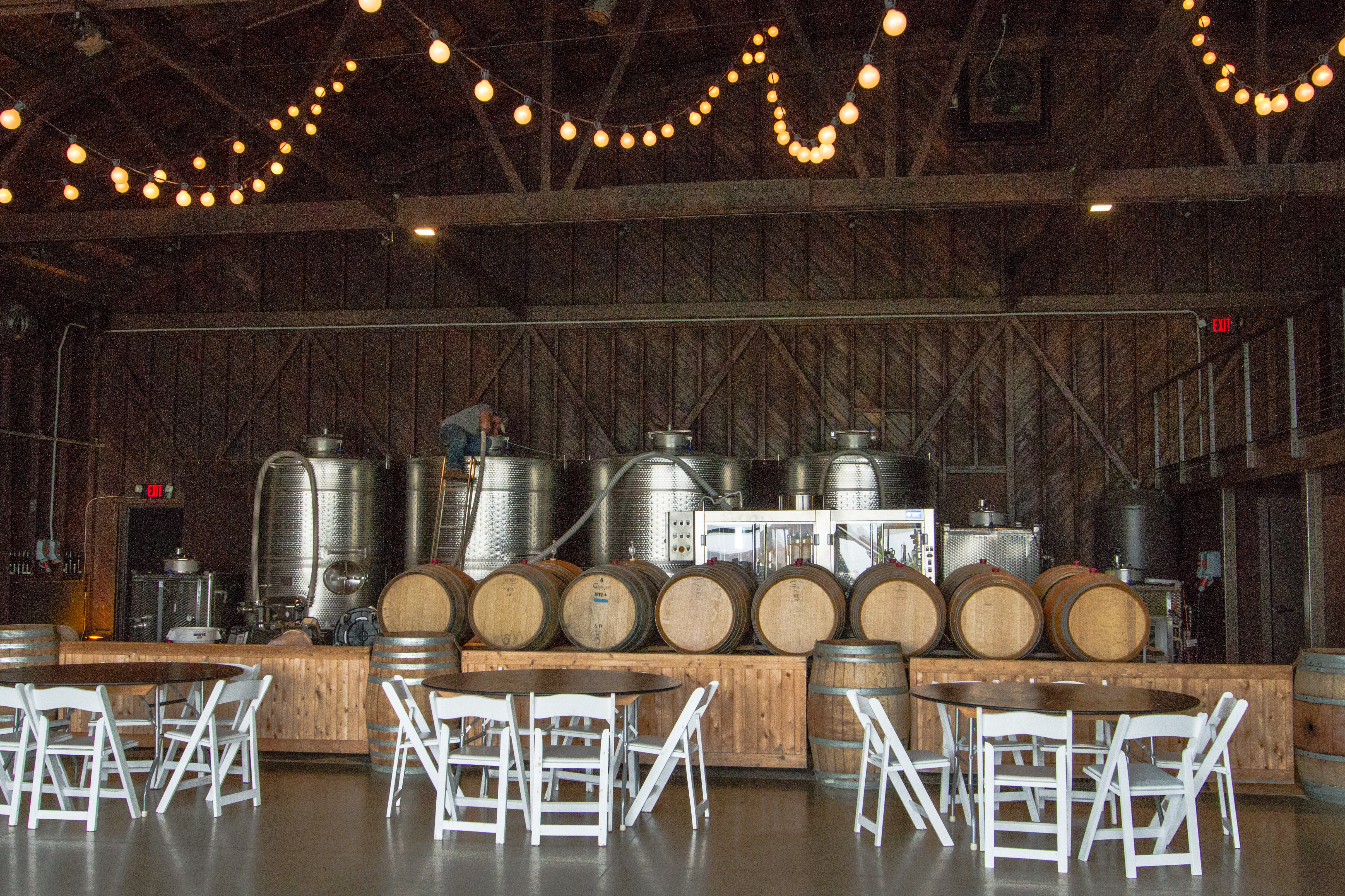 Tanks in Tasting Room of Saltwater Farm Vineyards