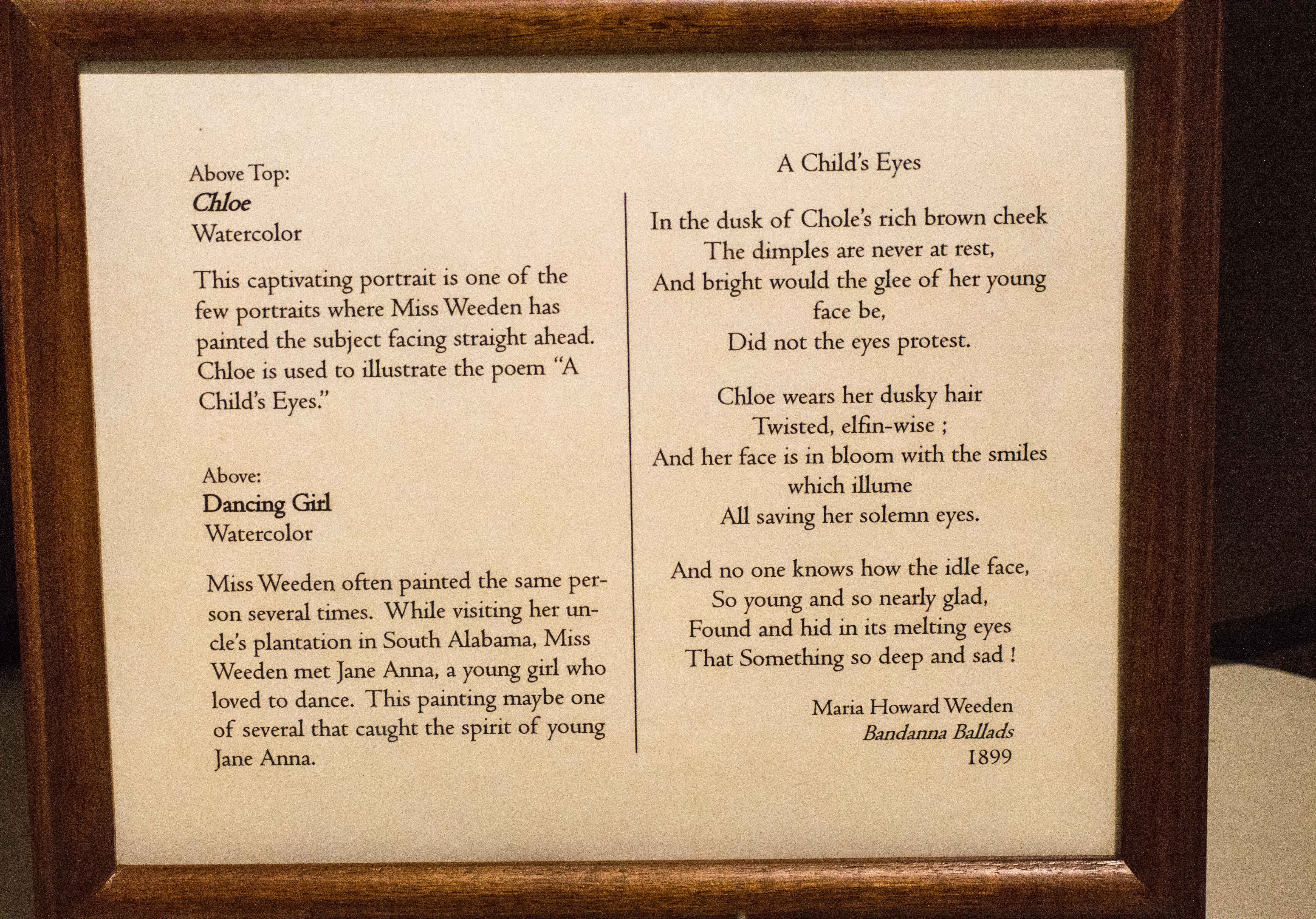 Weeden Poem A Child's Eyes - Maria Howard Weeden