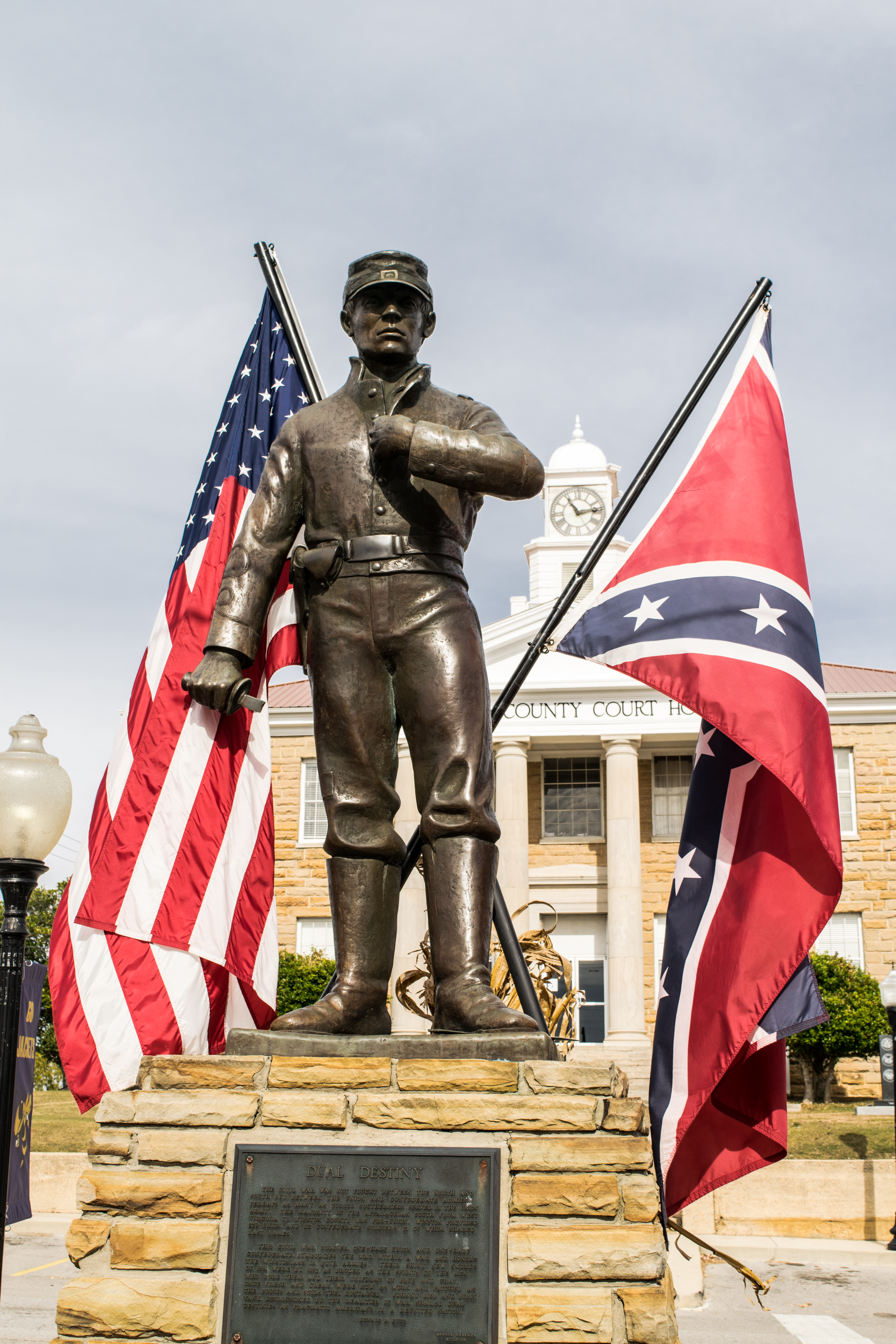 Dual Destiny Sculpture and Winston County Courthouse