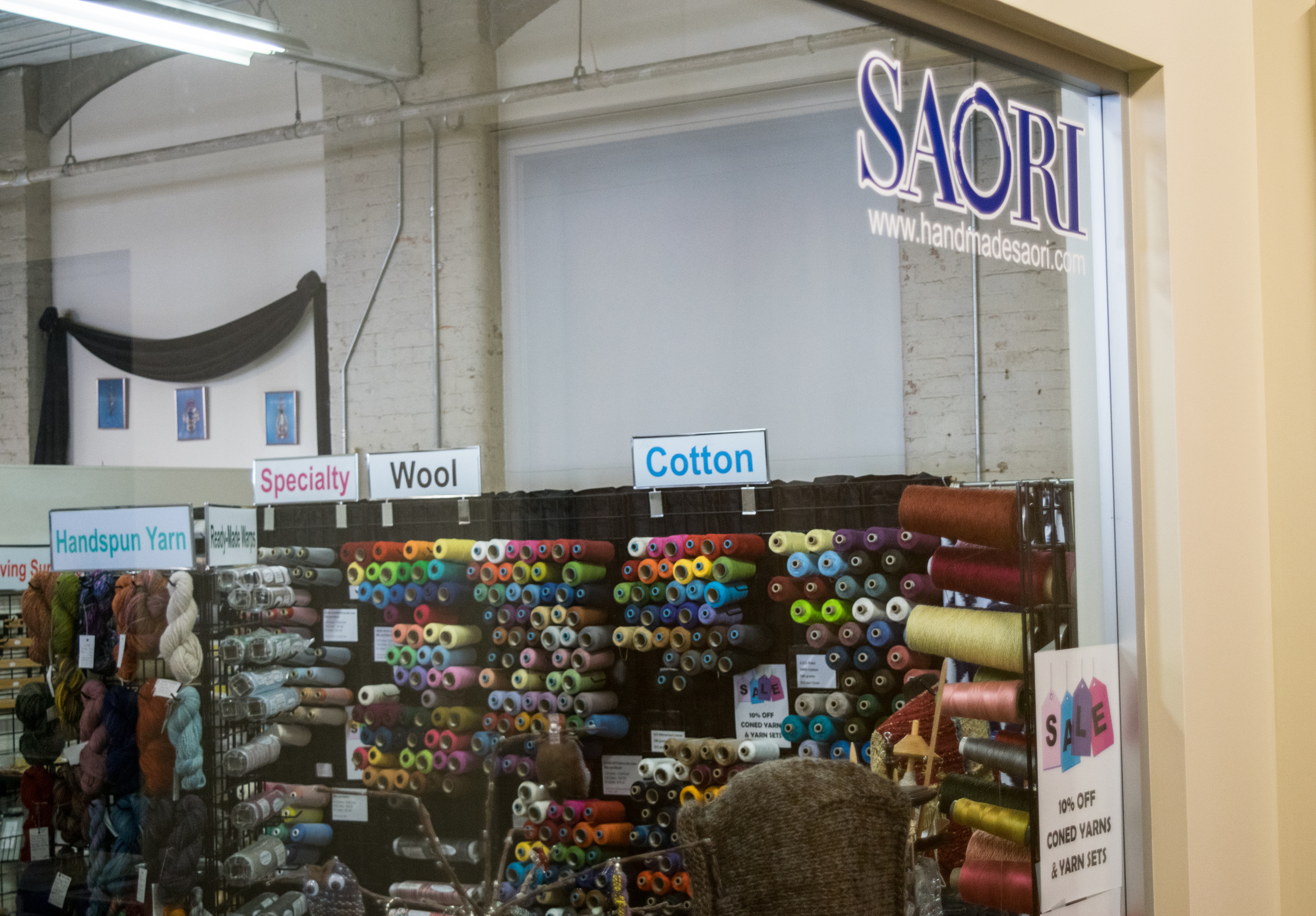 Handmade Saori Weaving Studio at Lowe Mill ARTS First stop on Yarn Crawl