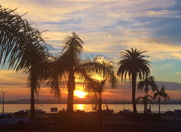 Sunset from private balcony at Humphrey's Half Moon Inn