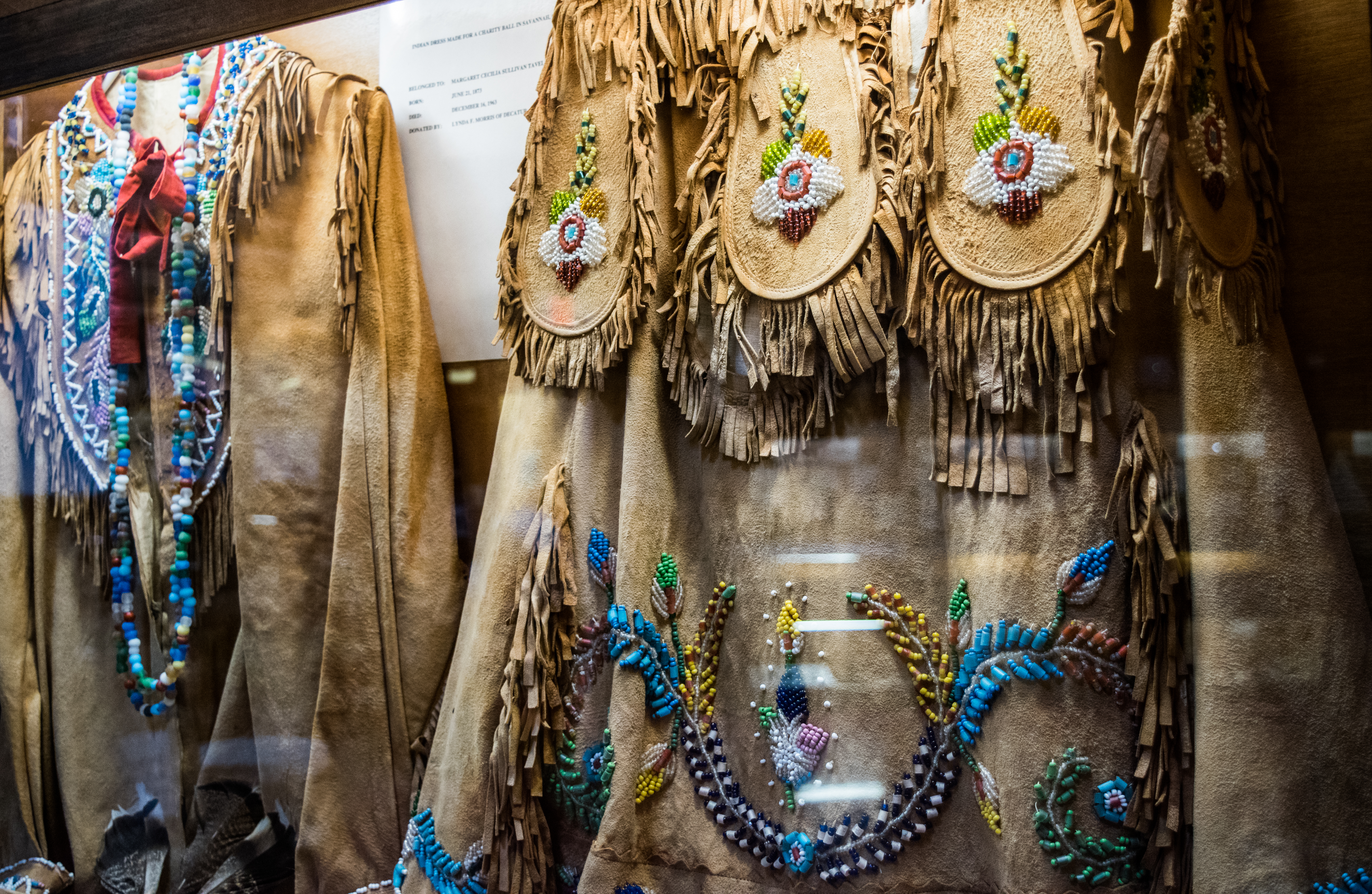 Hand-made beaded garments Oakville Indian Mounds