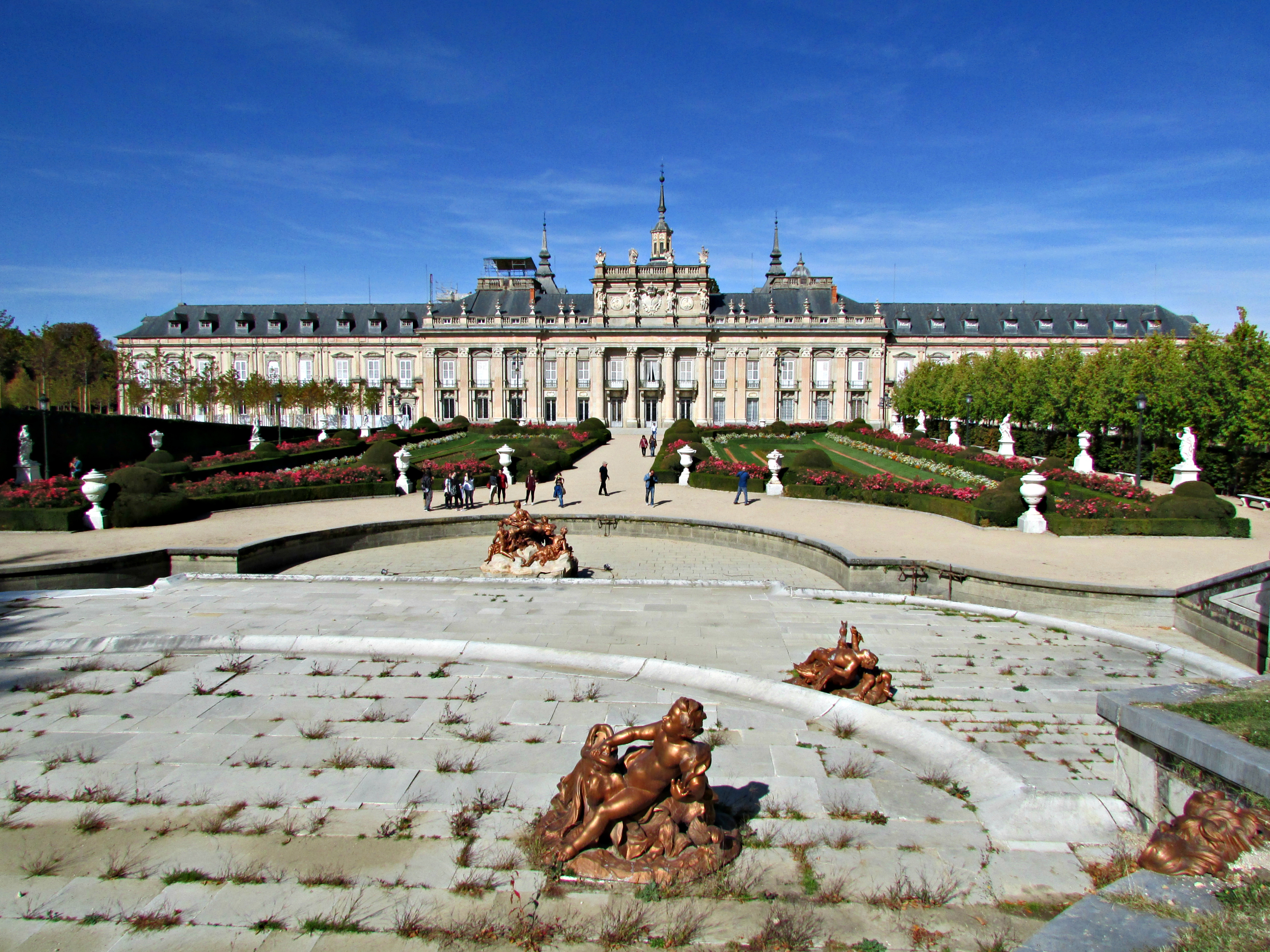 Palace of La Granja with cascading fountains