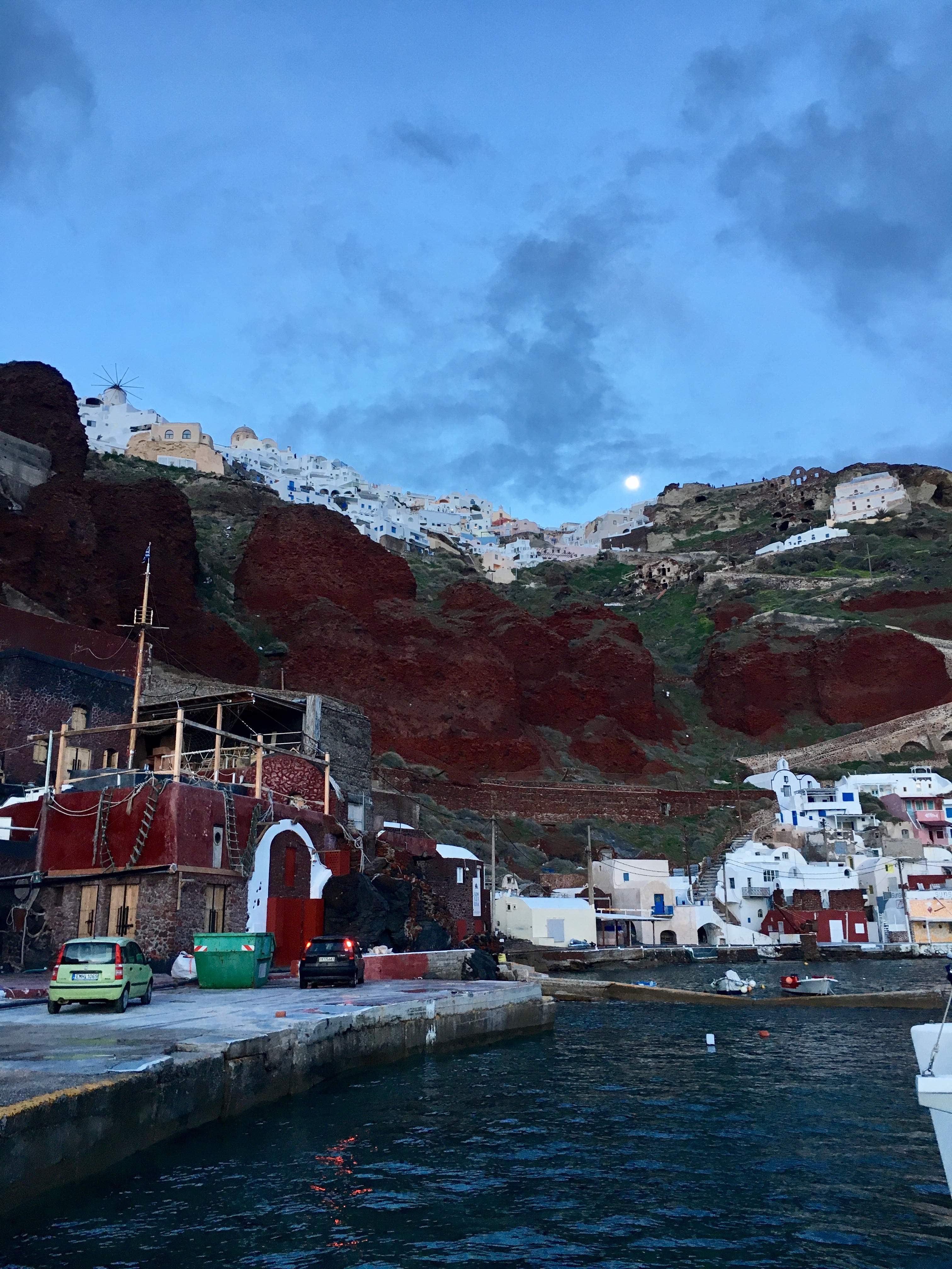 Moonrise over Oia Santorini