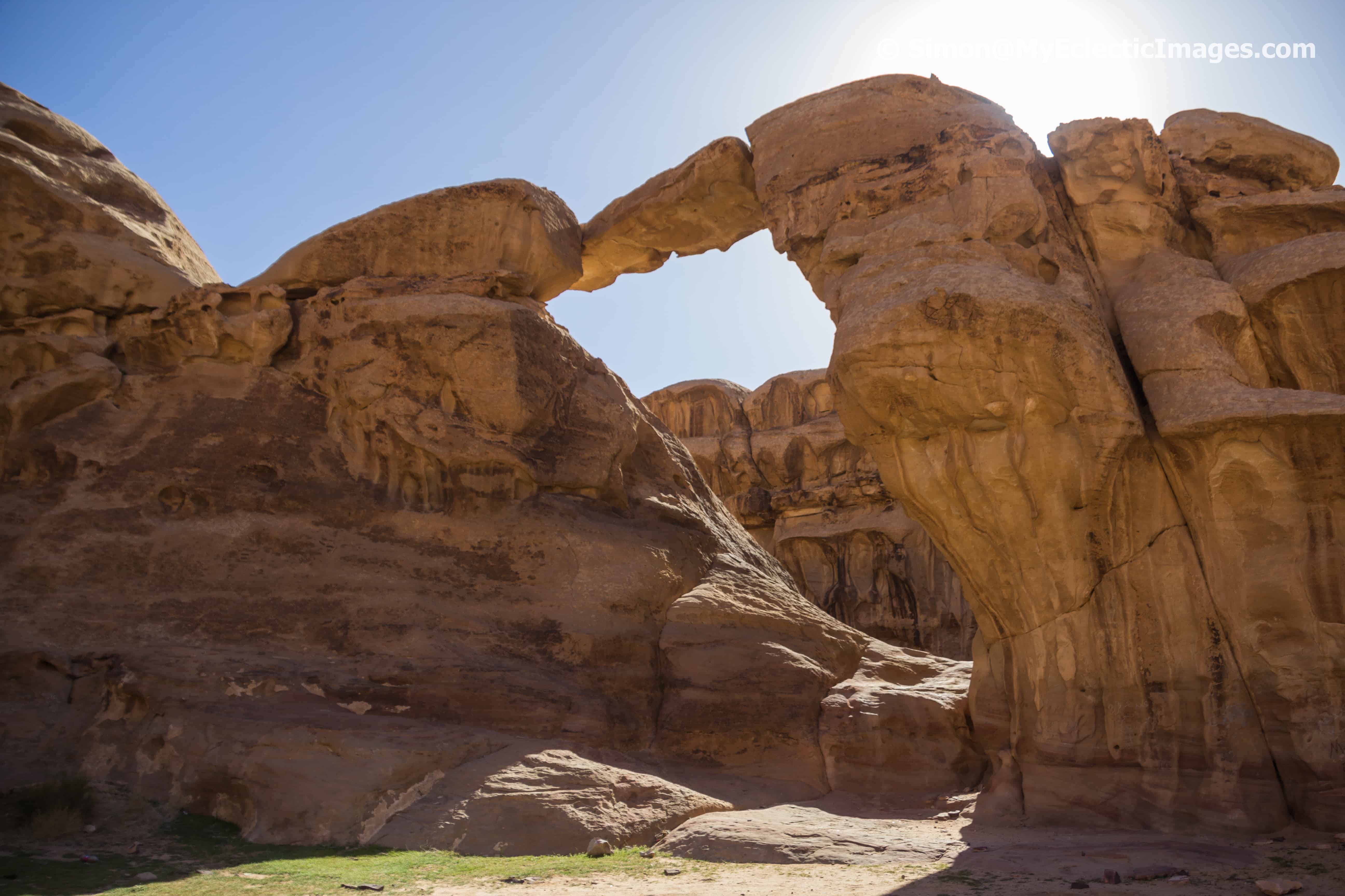 Rock Eroded to Create a Bridge in Wadi Rum