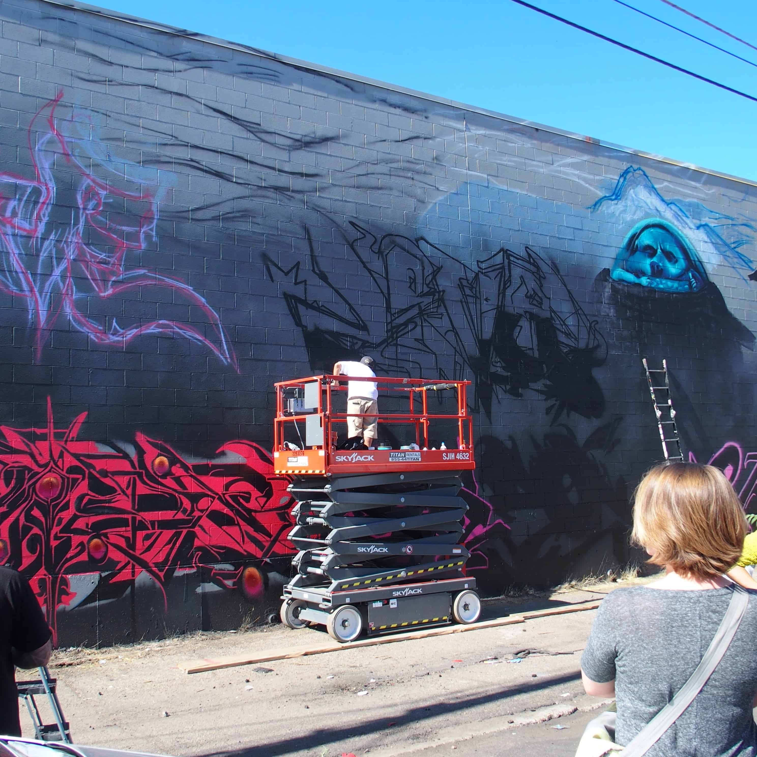Scaffolds for the artists at CRUSH RiNo
