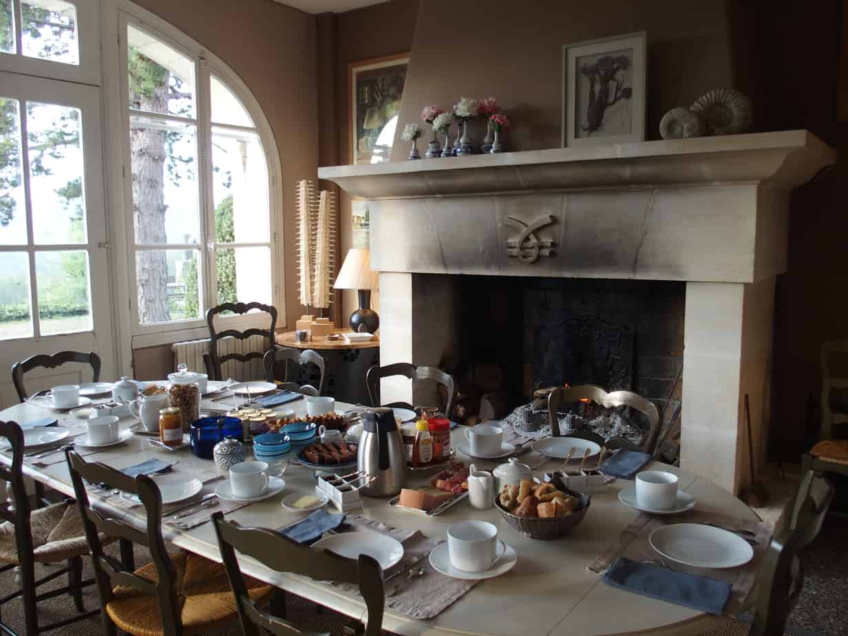 Fresh bread, homemade brioche with jam and butter and even a chocolate cake awaited each morning