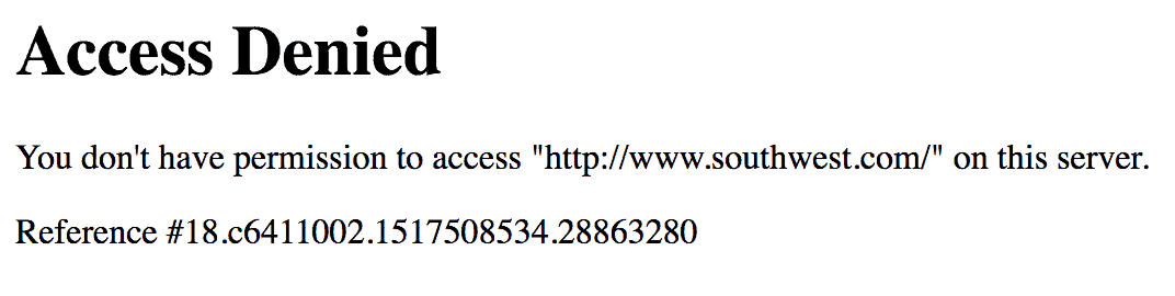 Southwest Access Denied