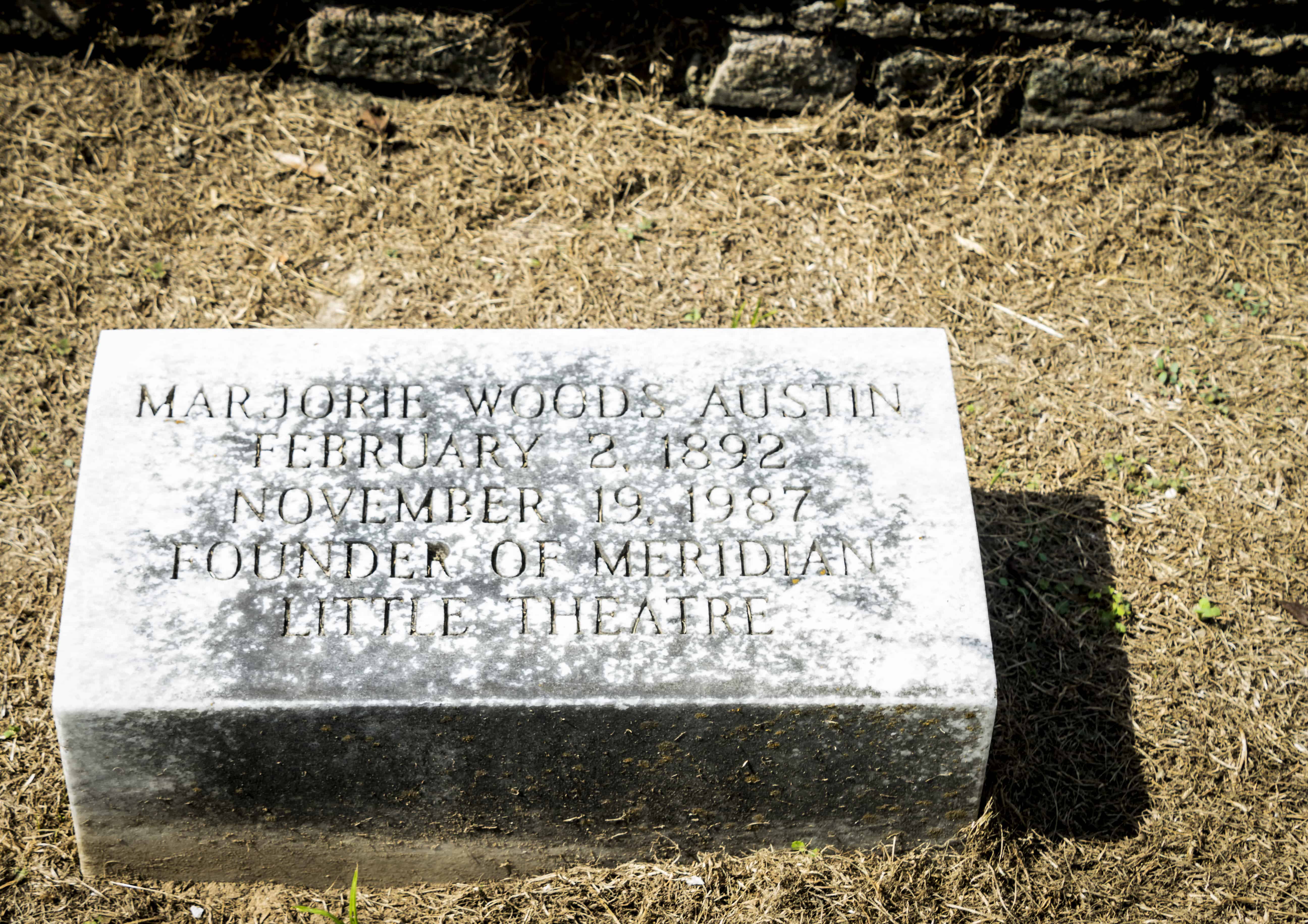 Meridian Rose Hill Cemetery Tour-Tombstone Marker Mrs. Marjorie Woods Austin