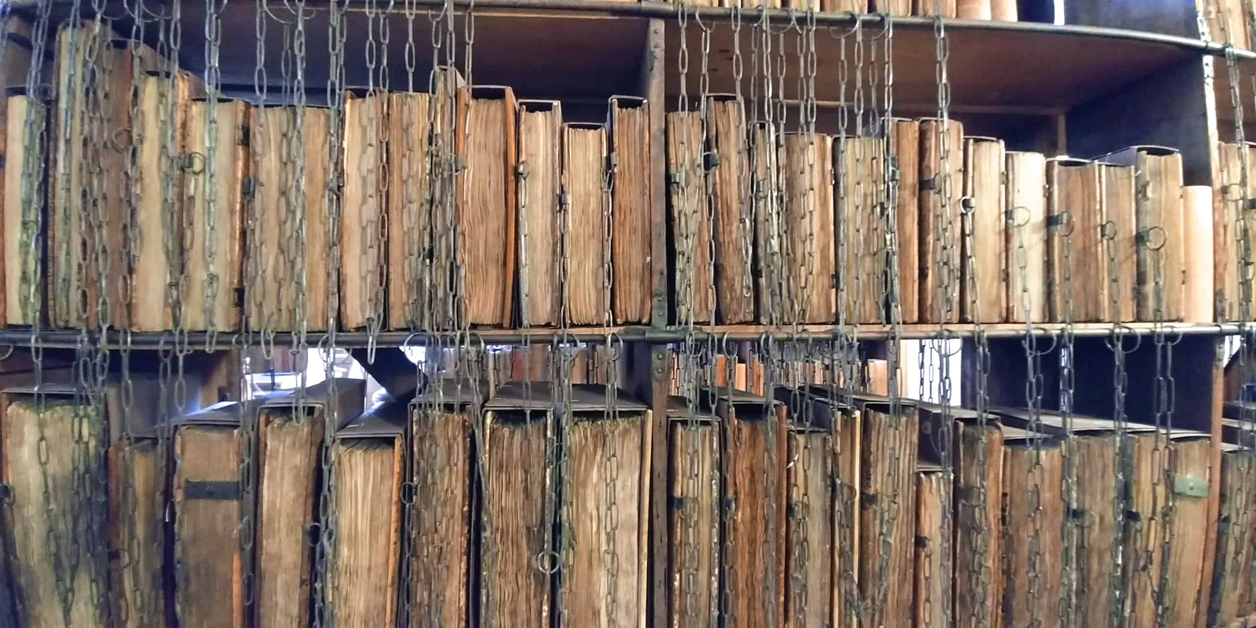 Chained library at Hereford Castle, Hereford England