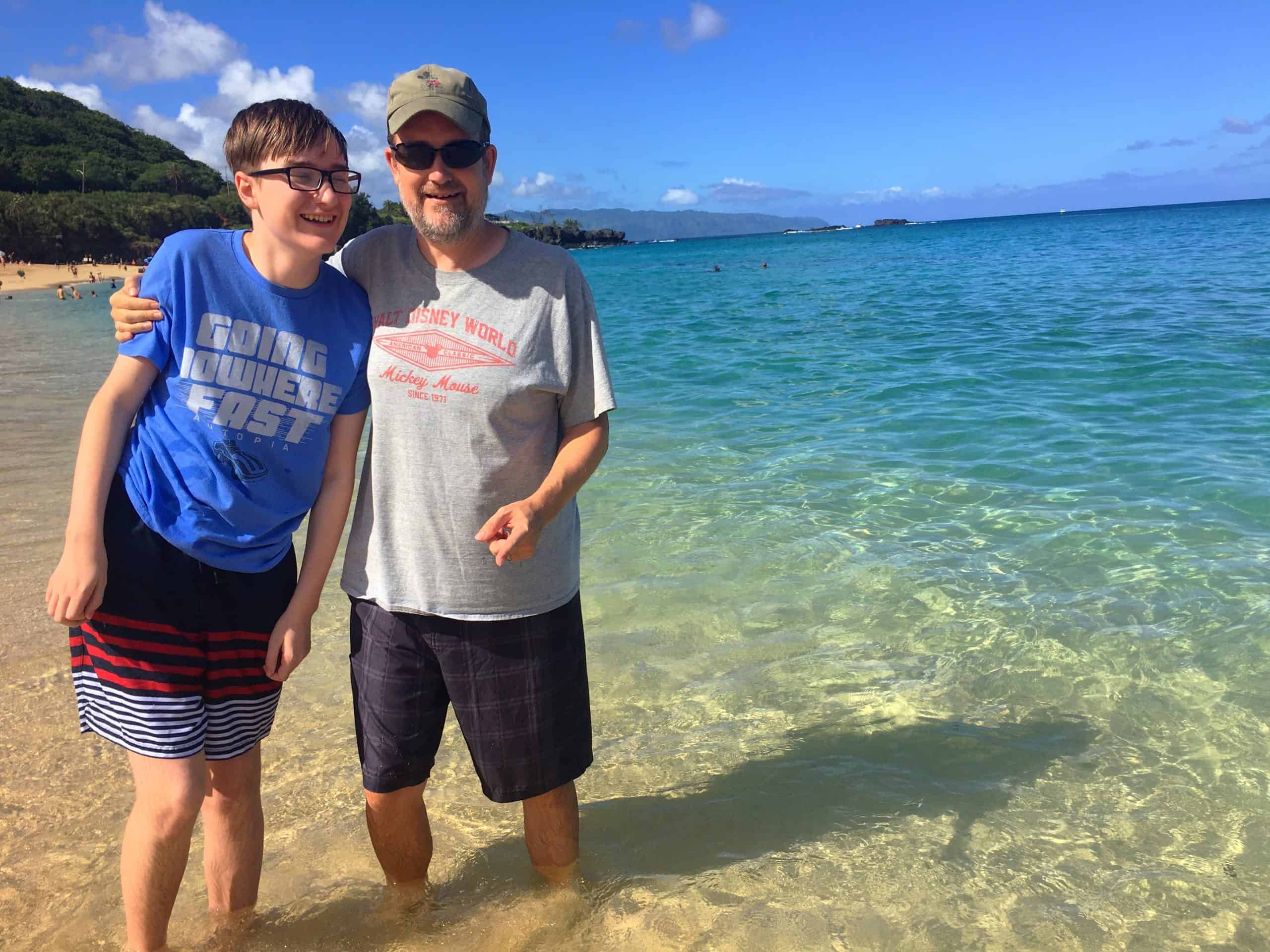 Goofing around at Waimea Bay
