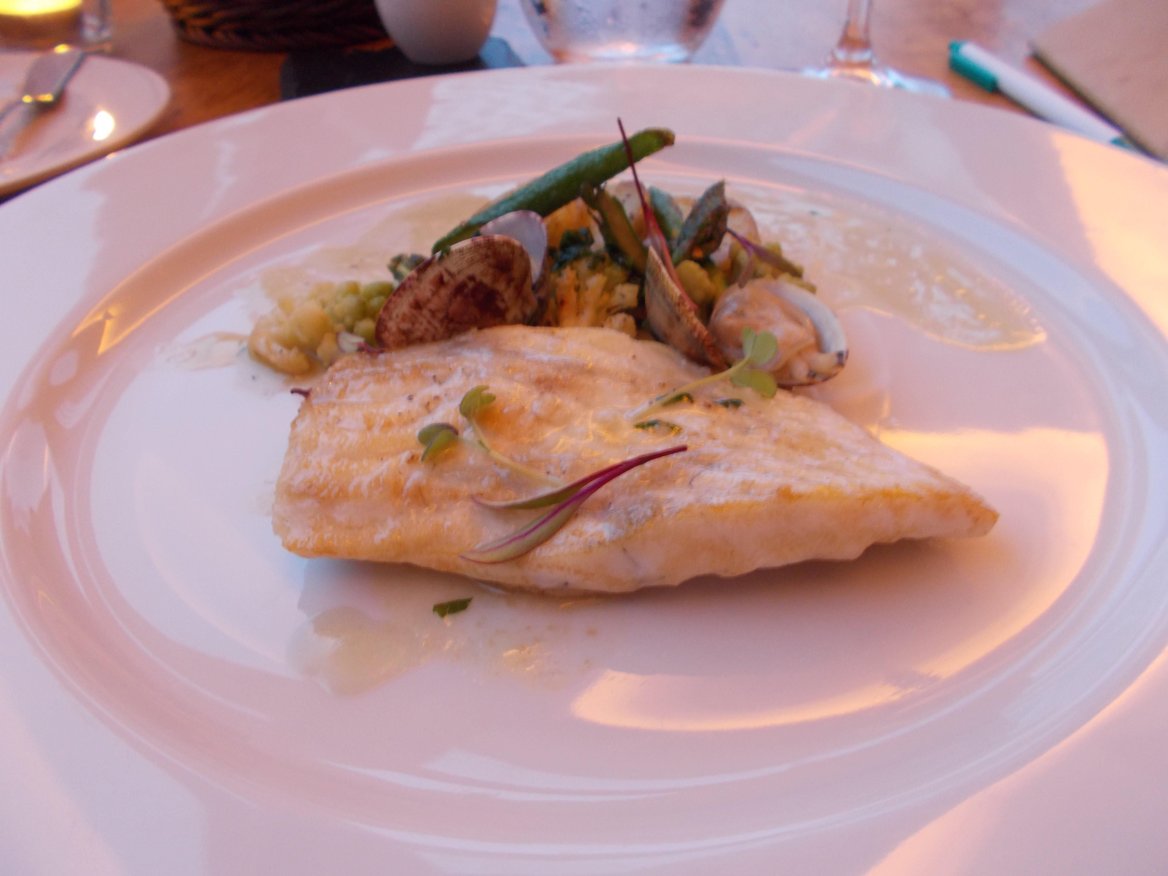 Turbot Sauteed in a Chowder of Clams and Market Vegetables