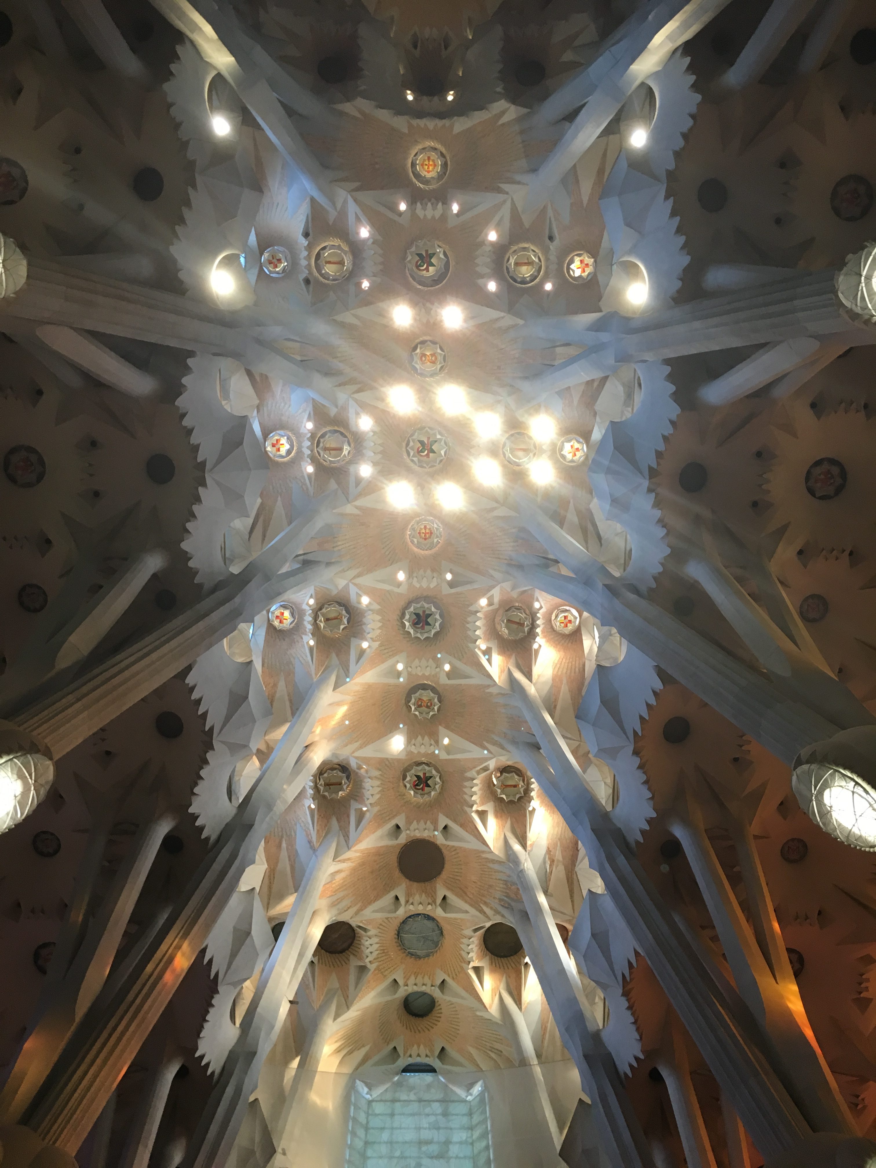 The ceiling of the magnificent La Sagrada Familia Barcelona