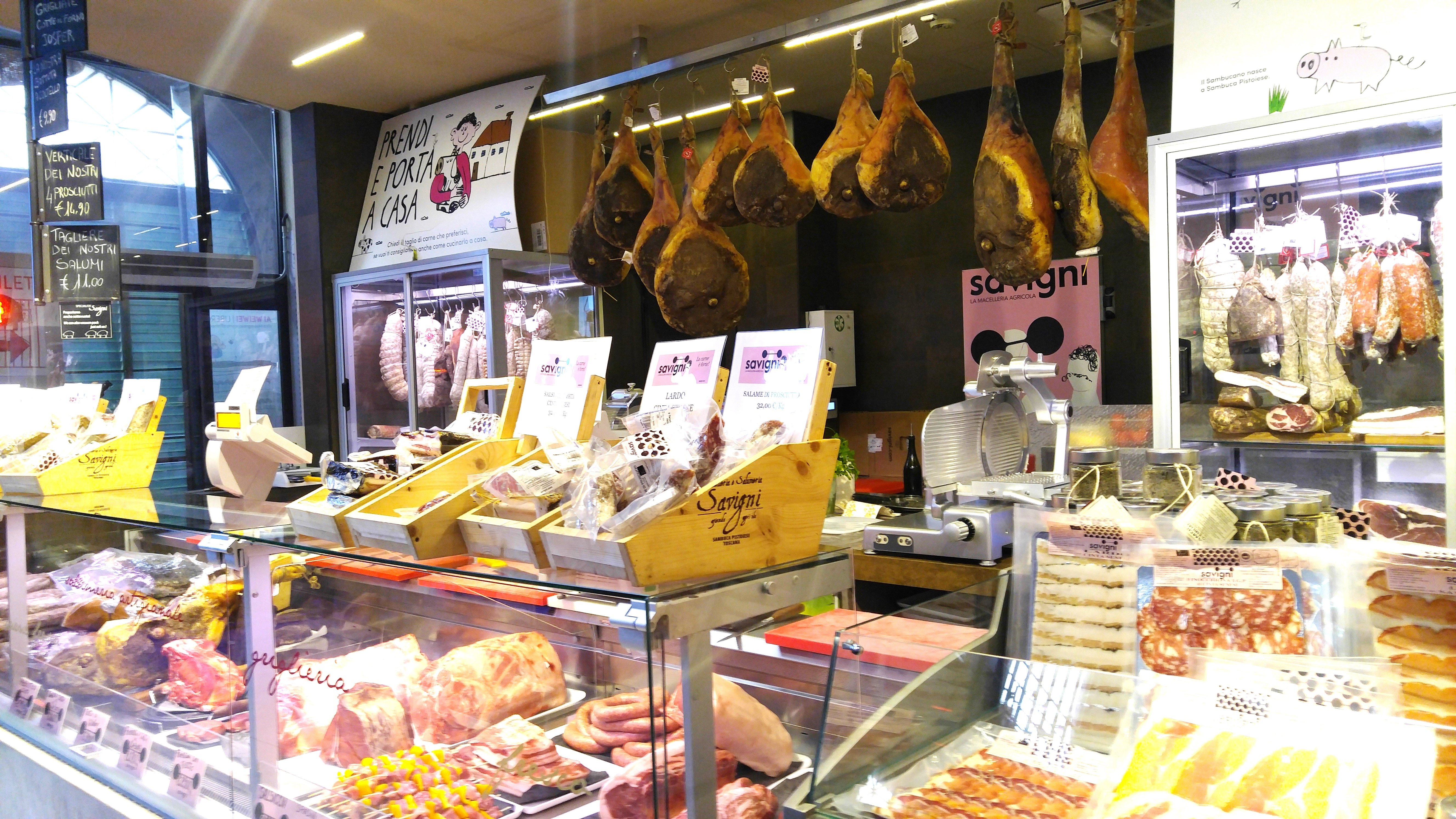 Meats on display at Mercato Centrale Firenze