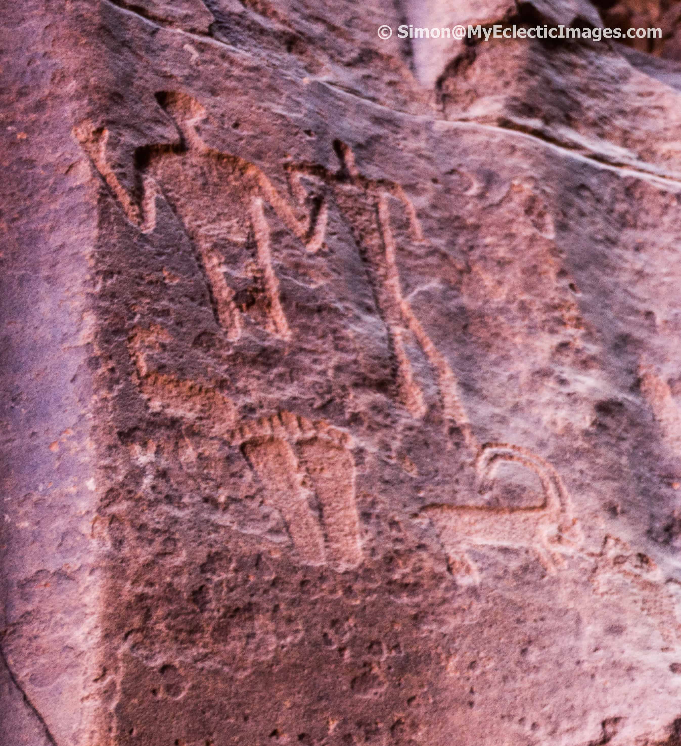 Nabatean Icongraphs Carved into Rock of a Narrow Wadi Jordan