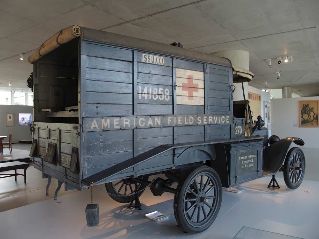 This ambulance is a part of the collection at the Franco-American Museum