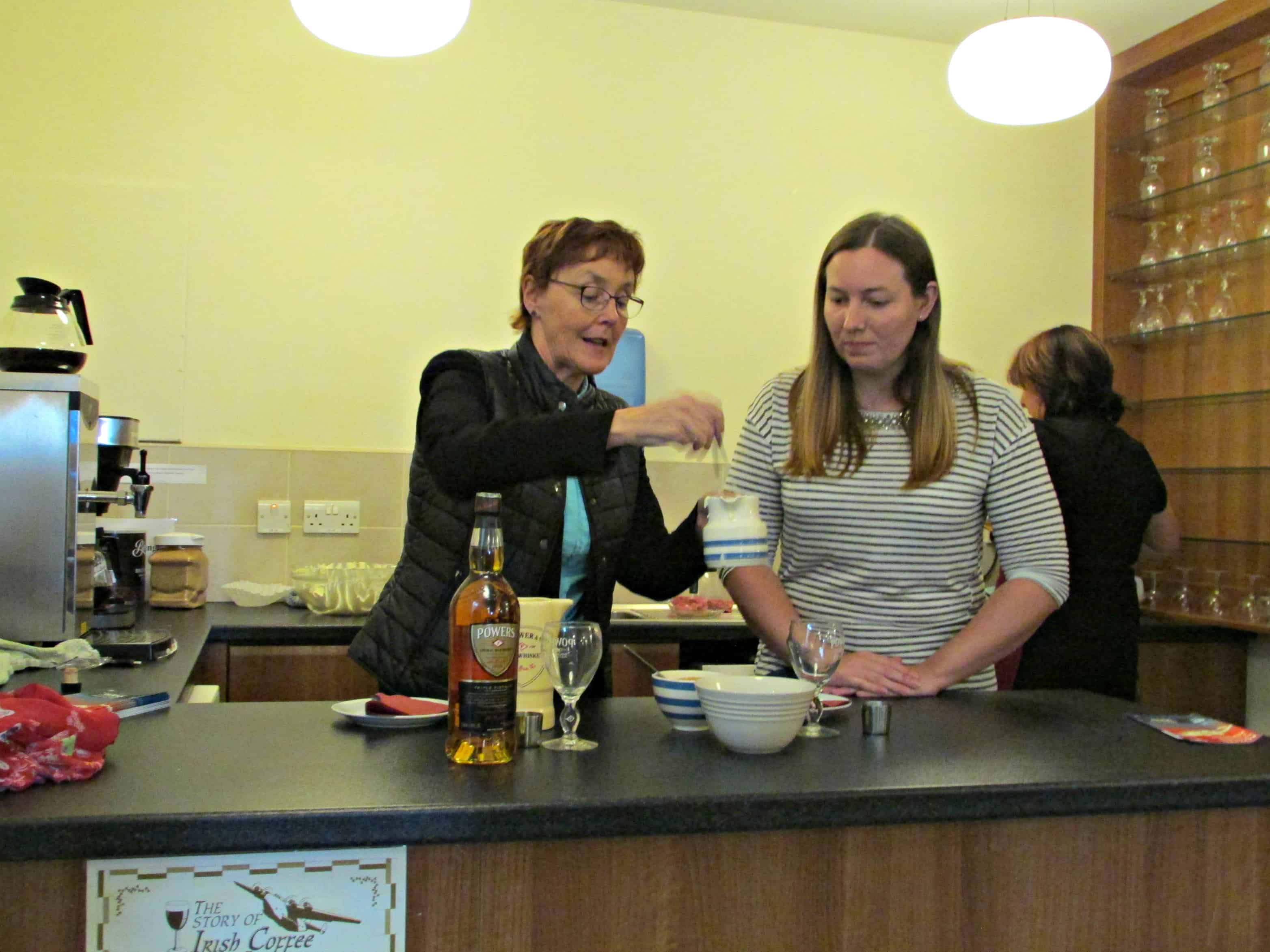 Helen Demonstrating How to Make Irish Coffee